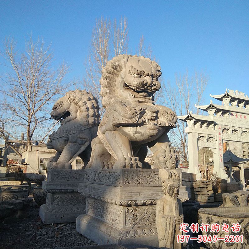 宁德北京石雕狮子-企业楼宇大门动物雕塑摆件