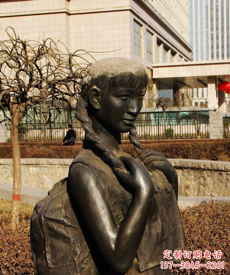 宁德背书包的女孩公园人物铜雕