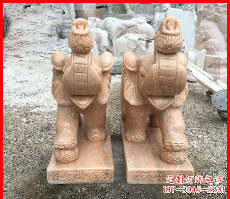 宁德鼻卷绣球的小象石雕