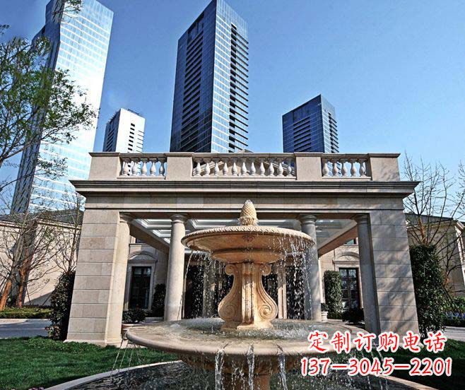 宁德别墅景观晚霞红喷泉石雕 (2)