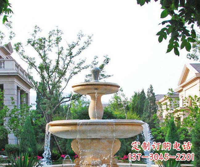 宁德别墅景观晚霞红喷泉石雕