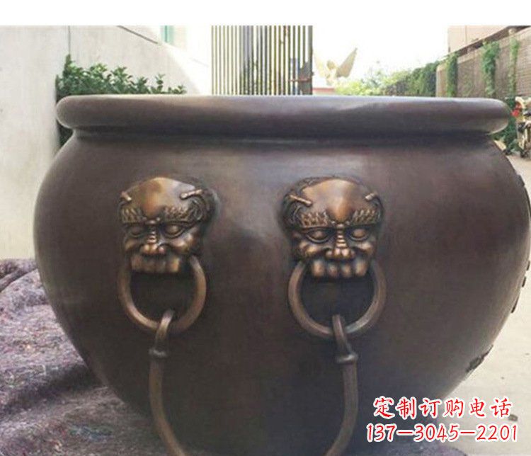 宁德别墅招财水缸铜雕塑摆件