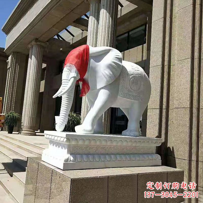 宁德宾馆酒店看门大象汉白玉吉祥动物石雕