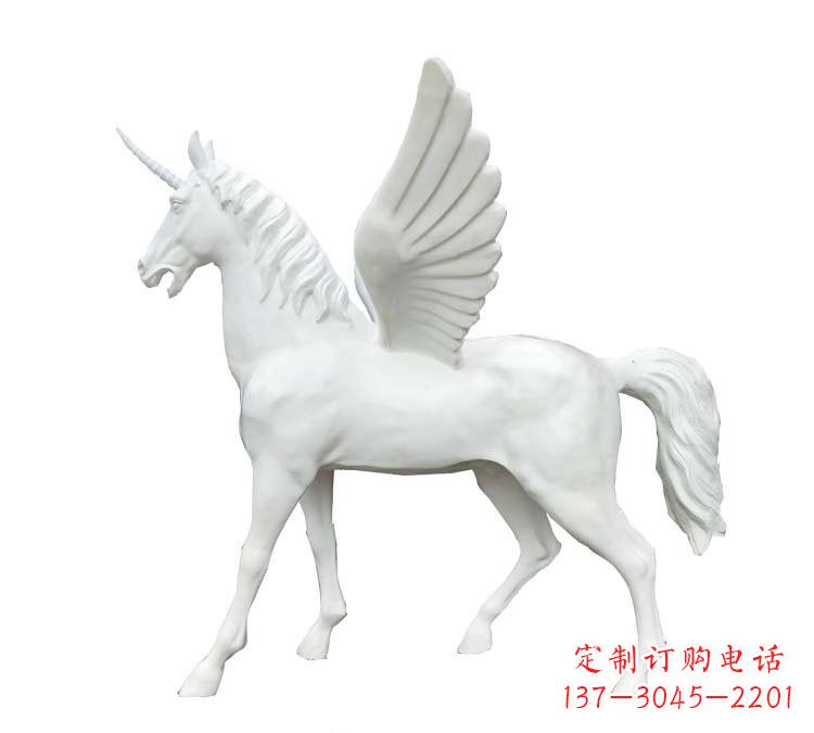 宁德玻璃钢白色飞马雕塑