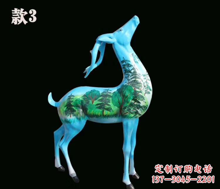 宁德玻璃钢彩绘艺术小鹿雕塑精美的艺术品