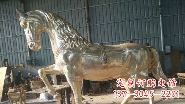 宁德玻璃钢仿铜马公园动物雕塑