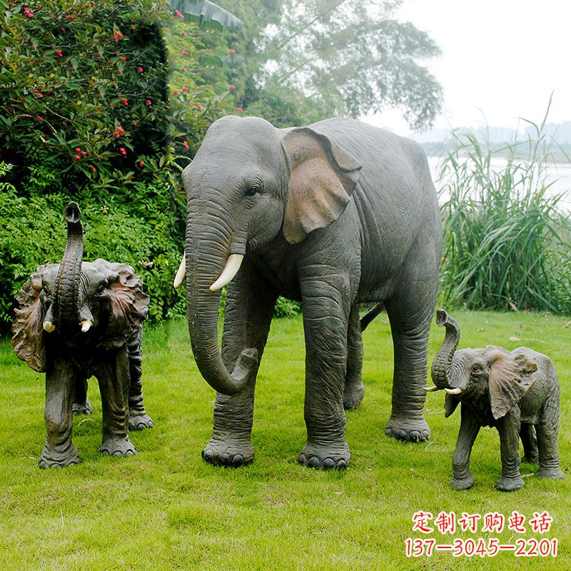 宁德玻璃钢仿真大象雕塑,公园动物园草坪动物摆件