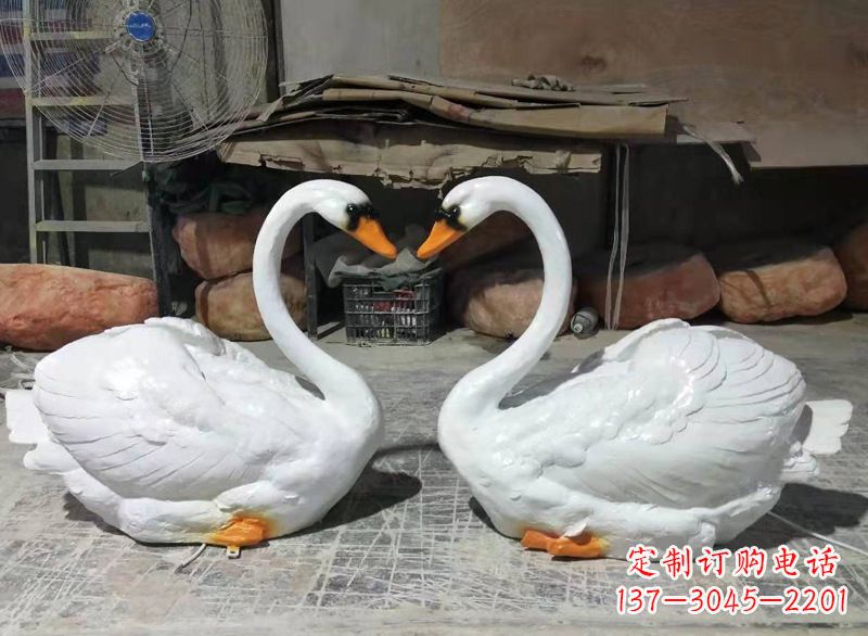宁德玻璃钢仿真发光天鹅雕塑