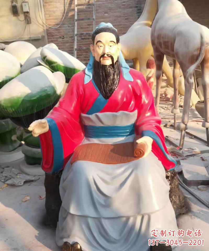 宁德玻璃钢仿真古代名人孔子讲学雕塑