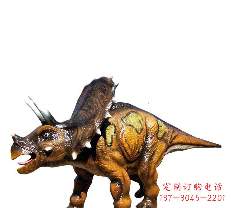 宁德玻璃钢仿真恐龙三角龙雕塑——古老动物的最佳再现