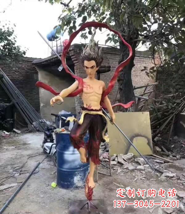 宁德仿真玻璃钢哪吒雕塑精美绝伦