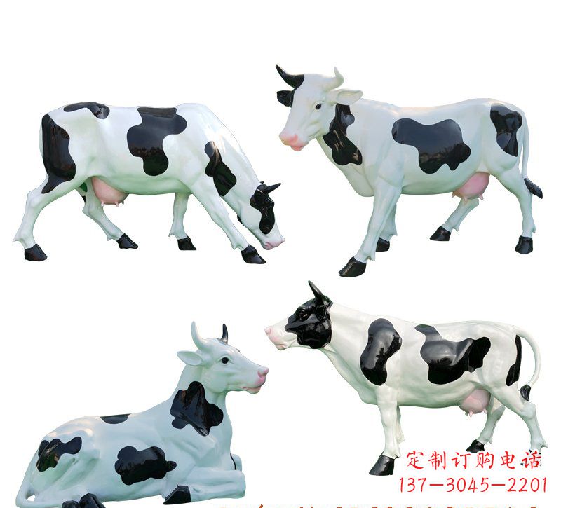 宁德玻璃钢仿真奶牛雕塑精美的艺术品