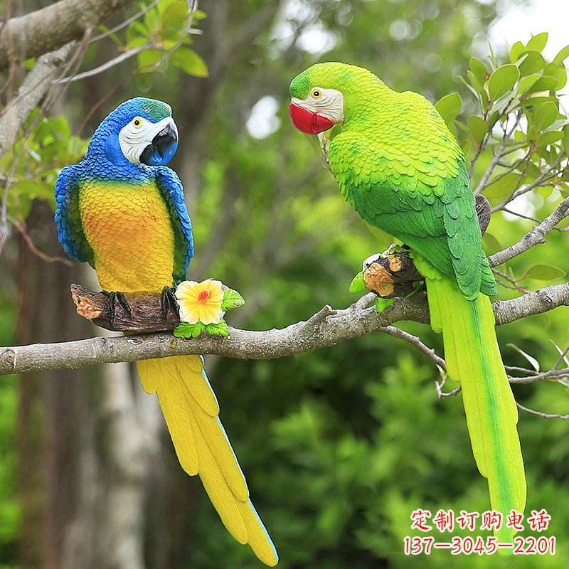 宁德精美玻璃钢鹦鹉雕塑,点缀公园美景