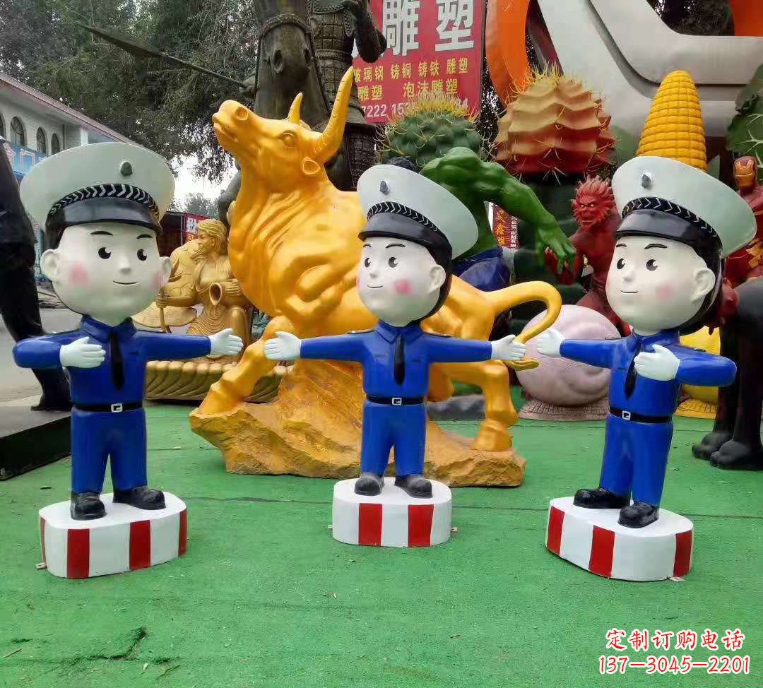 宁德玻璃钢制作的交通警察雕塑