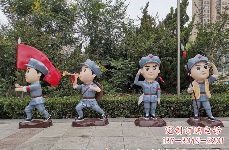 宁德玻璃钢卡通小红军雕塑