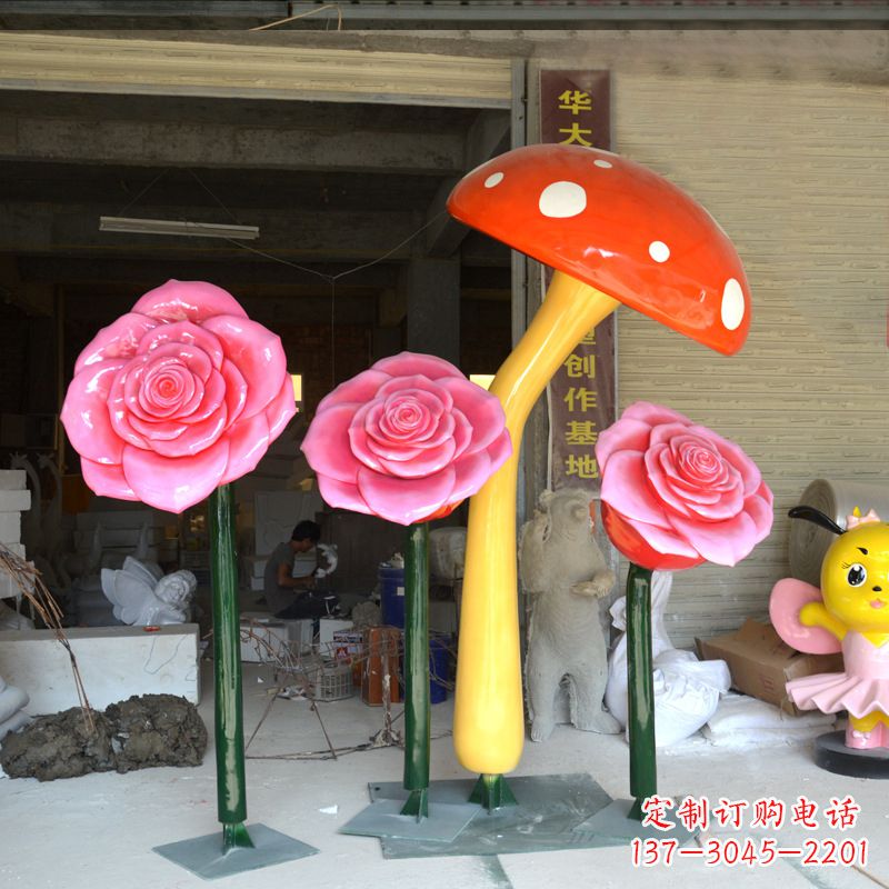 宁德玫瑰之美玻璃钢玫瑰雕塑