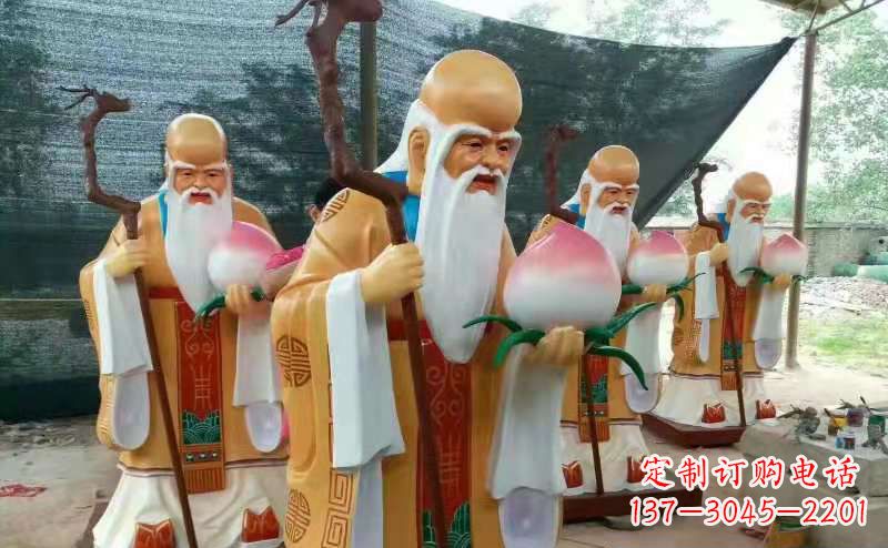 宁德玻璃钢宗教庙宇神像彩绘老寿星雕塑