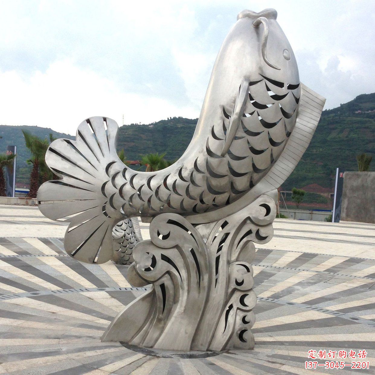 宁德不锈钢“鱼”园林水景喷泉动物景观雕塑