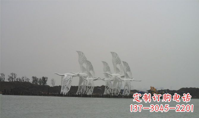 宁德不锈钢白鹭动物雕塑美丽的艺术作品
