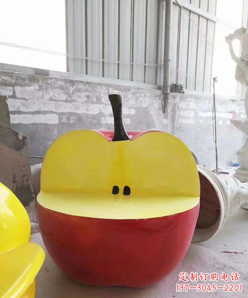 宁德不锈钢半块苹果座椅雕塑
