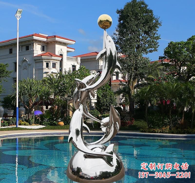 宁德不锈钢海豚雕塑精美绝伦
