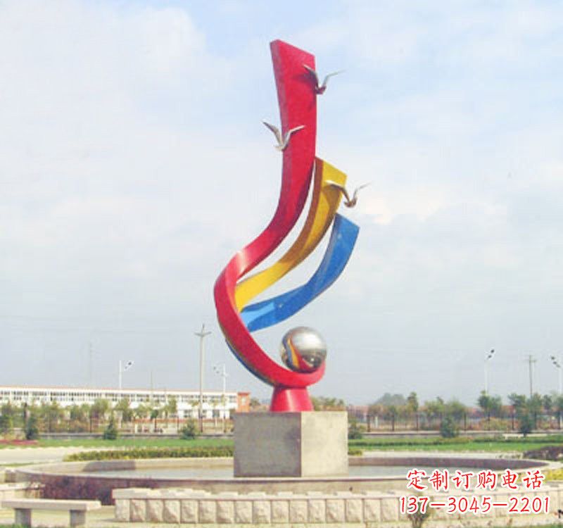 宁德不锈钢彩色海鸥海浪雕塑——美丽传承