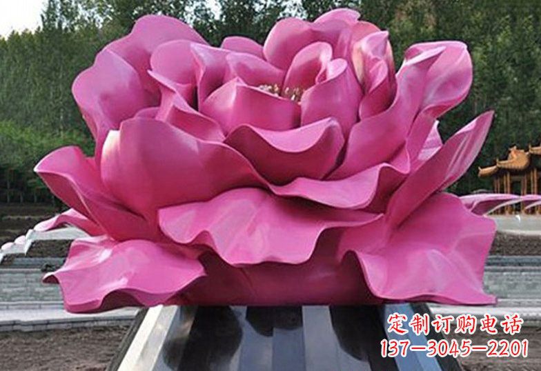 宁德不锈钢彩色牡丹花雕塑美丽的艺术品