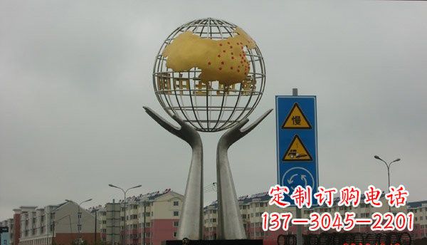 宁德不锈钢城市景观中的地球雕塑