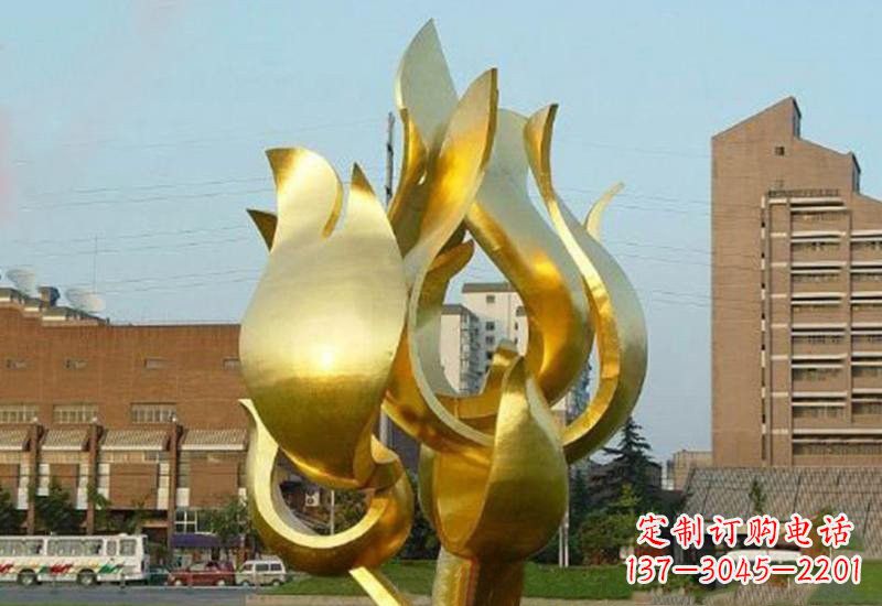 宁德不锈钢城市喷漆抽象荷花雕塑