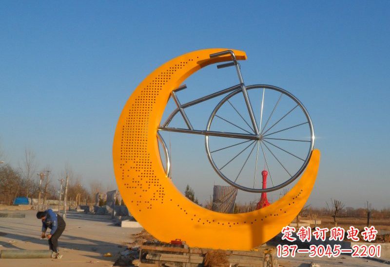 宁德不锈钢城市月亮自行车雕塑