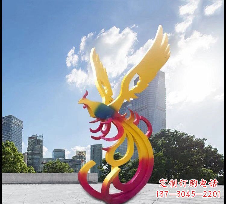 宁德绚丽多彩的不锈钢凤凰雕塑