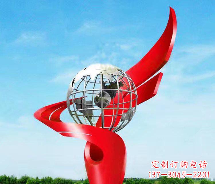 宁德不锈钢抽象地球雕塑 (2)