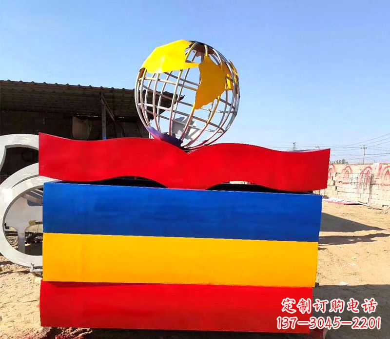 宁德不锈钢抽象地球书籍雕塑