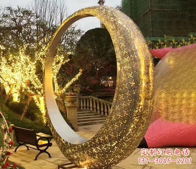 宁德不锈钢发光月亮雕塑艺术与科技的结合