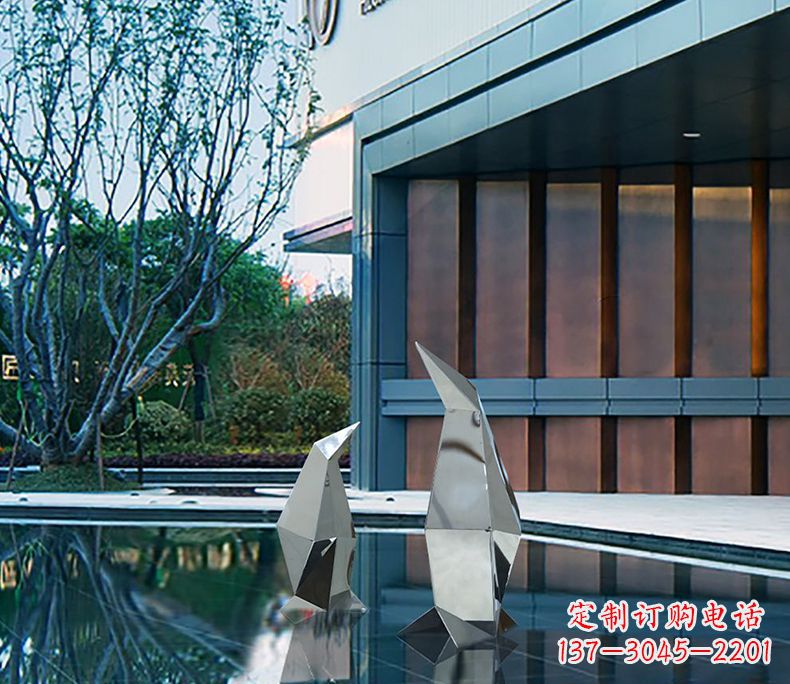 宁德不锈钢抽象几何企鹅雕塑