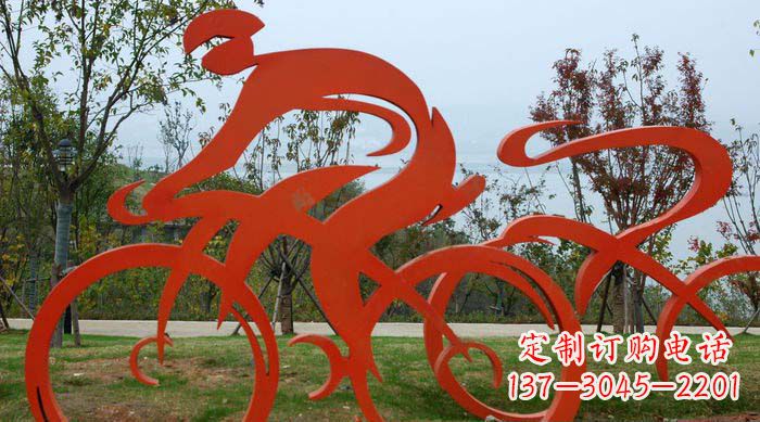 宁德不锈钢抽象骑自行车人物雕塑1