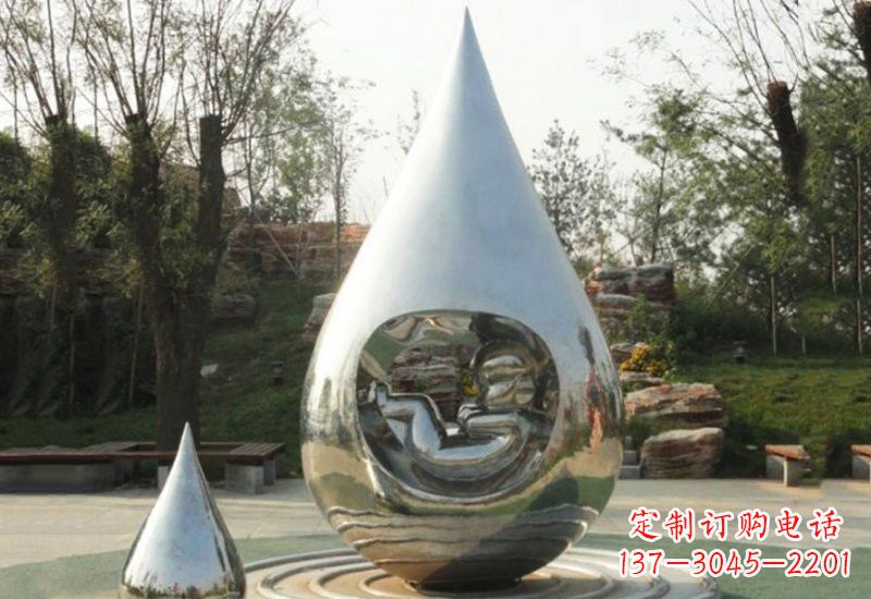 宁德不锈钢水滴雕塑缔造生命之源