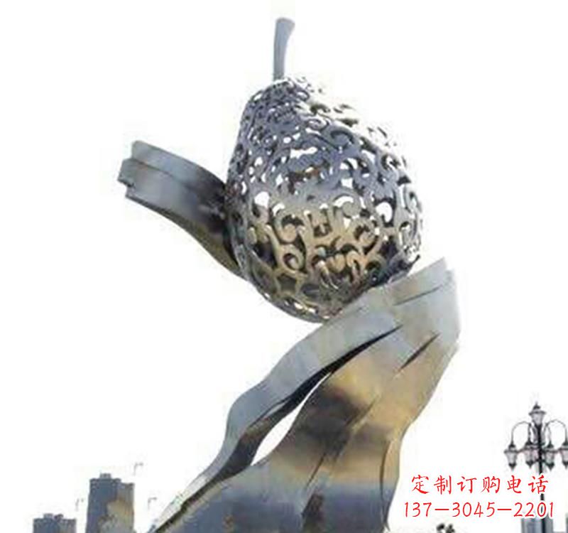 宁德不锈钢抽象水果梨雕塑