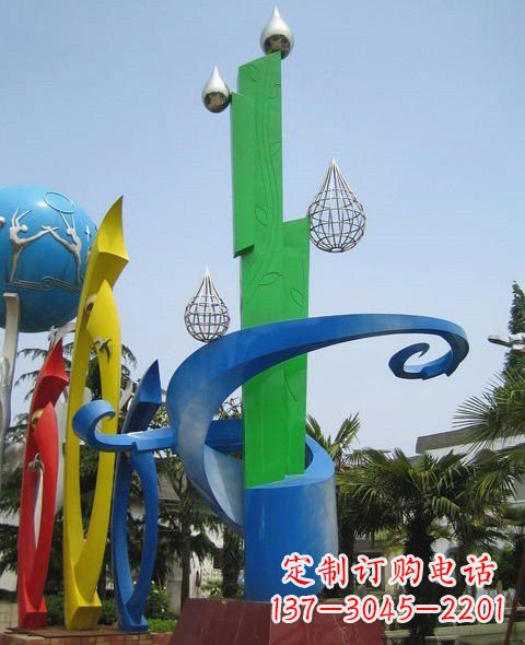 宁德不锈钢抽象水滴和植物雕塑