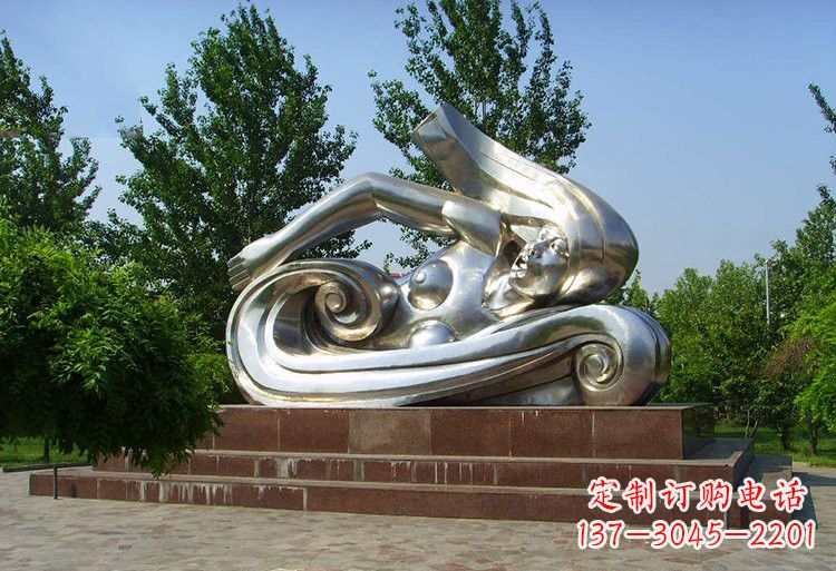 宁德不锈钢抽象游泳女孩雕塑