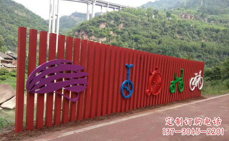 宁德不锈钢自行车雕塑点缀公园景观