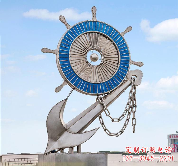 宁德不锈钢船舵雕塑2
