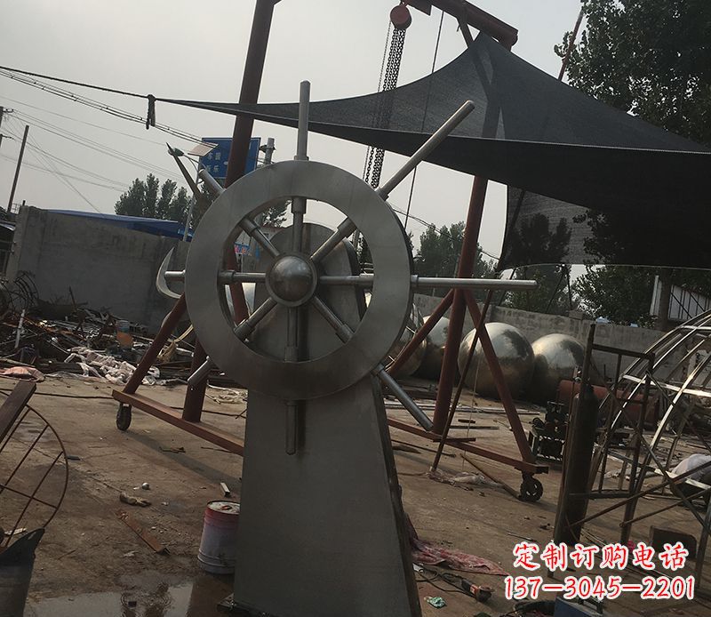 宁德不锈钢船舵景观雕塑 (2)