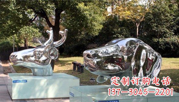 宁德动物十二生肖头像不锈钢雕塑