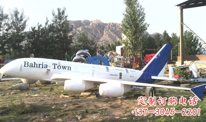 宁德静静躺在大地上的不锈钢飞机雕塑