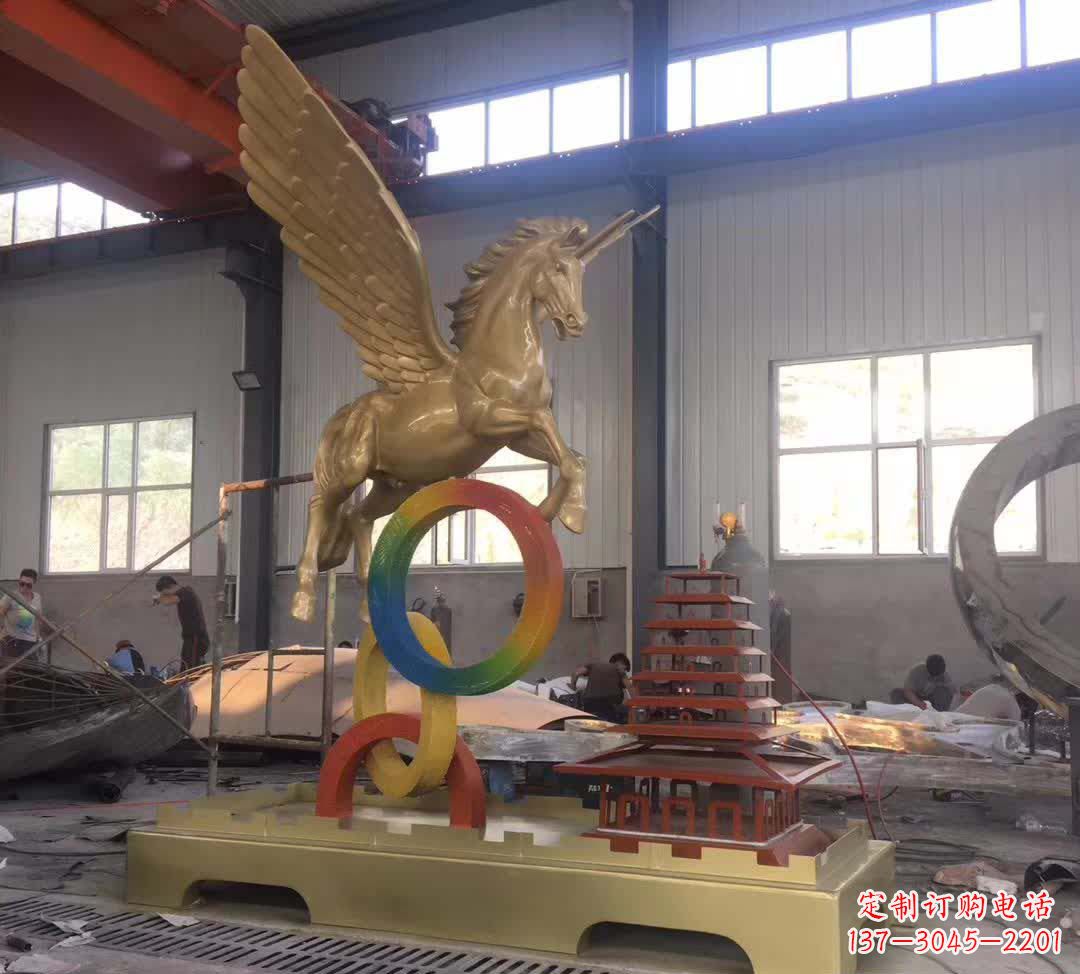 宁德不锈钢飞马踩圆圈雕塑精美艺术之作