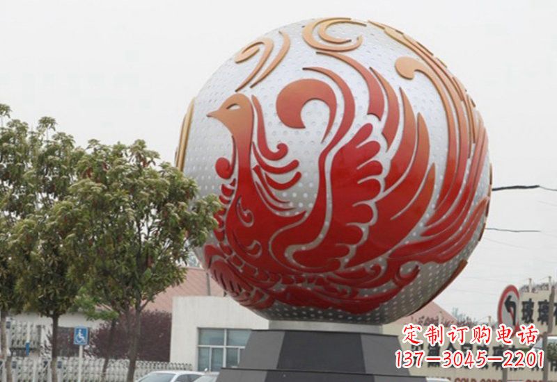 宁德不锈钢凤凰浮雕圆球雕塑精美雕塑把艺术带到生活中