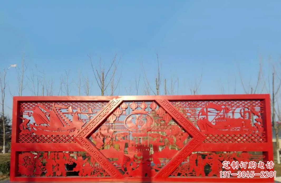 宁德不锈钢福字剪纸广场景观雕塑