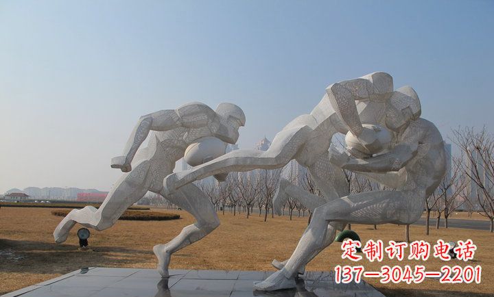 宁德不锈钢橄榄球运动抽象人物雕塑