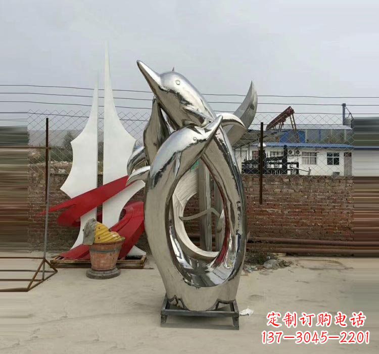宁德不锈钢海豚雕塑——象征着动物自由的象征